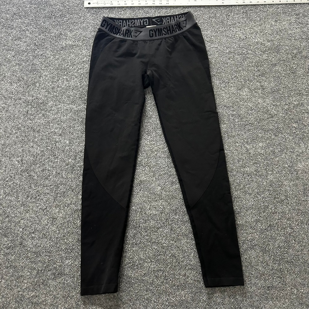 Gymshark Leggings Womens Size XS Black Logo Waistband Slim Fit Athletic Workout